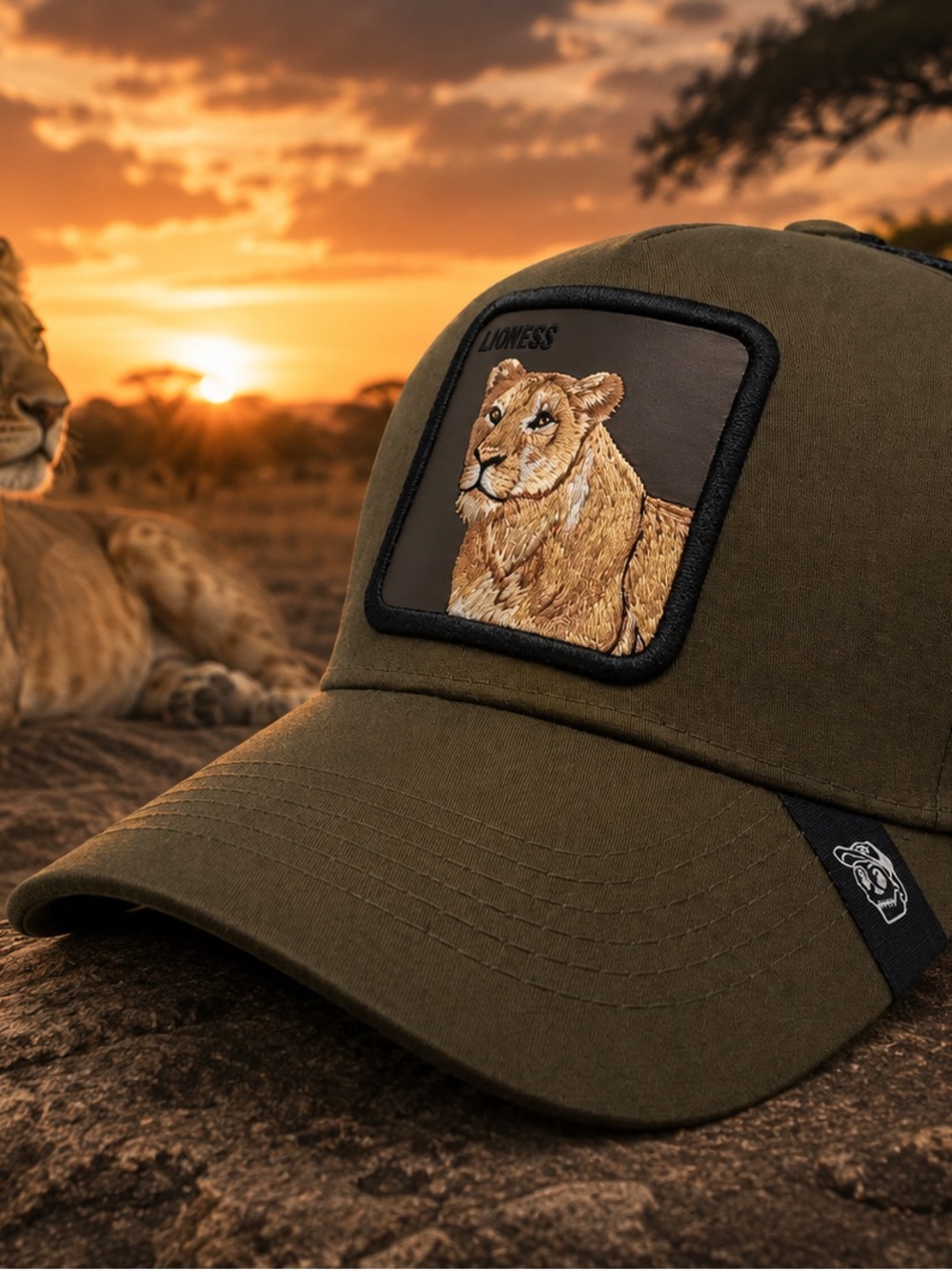 Lioness Animal Patch Trucker Hat Mesh Snapback Curved Bill Adjustable Cap